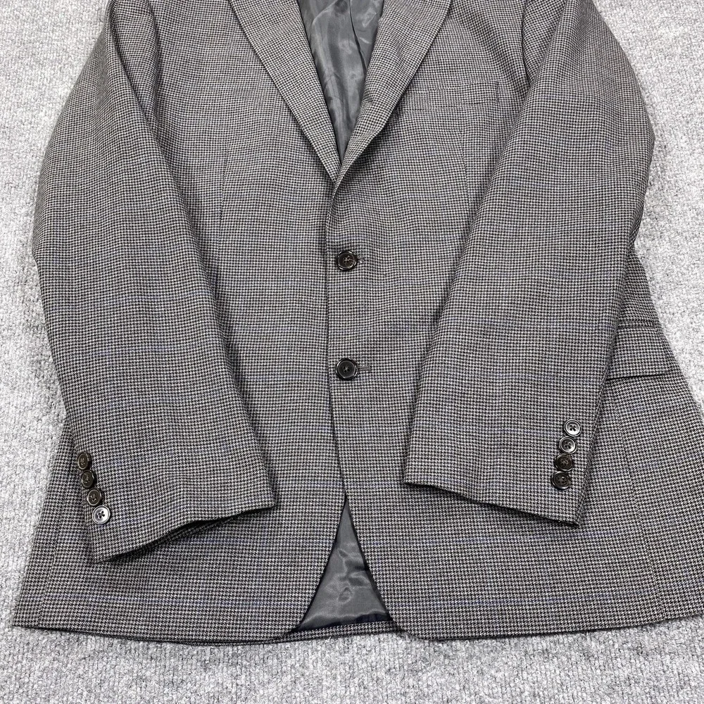 Chaps Blazer Mens 40R Gray Check Stretch‎ Sport Coat Two Button Lined Jacket